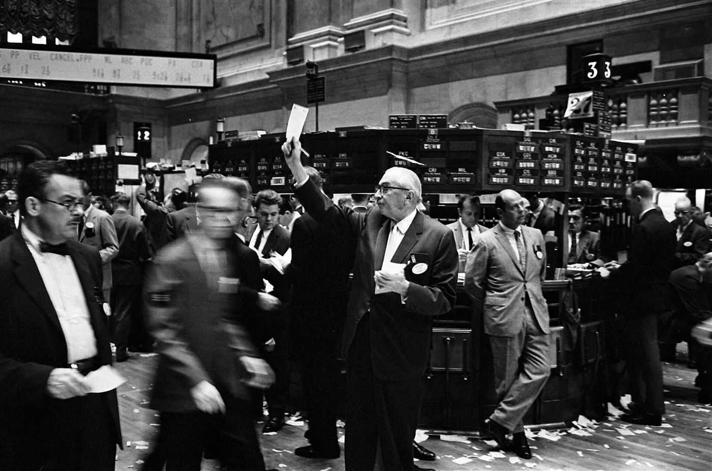 The New York Stock Exchange draped in an American flag